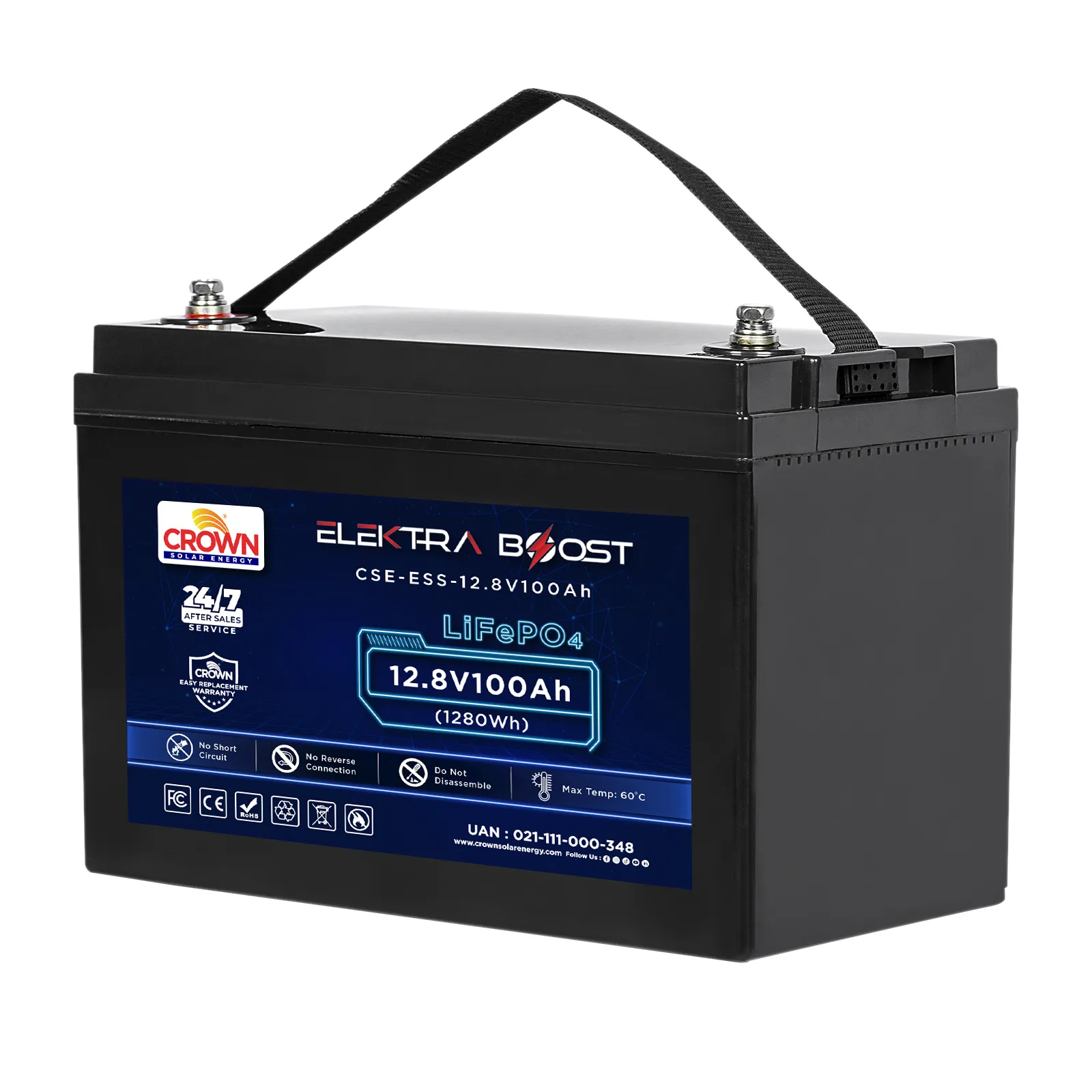 CROWN-BAT-12.8V | CROWN YORKER LITHIUM BATTERY 12.8V 100Ah CSE-ESS-12.8V100AH